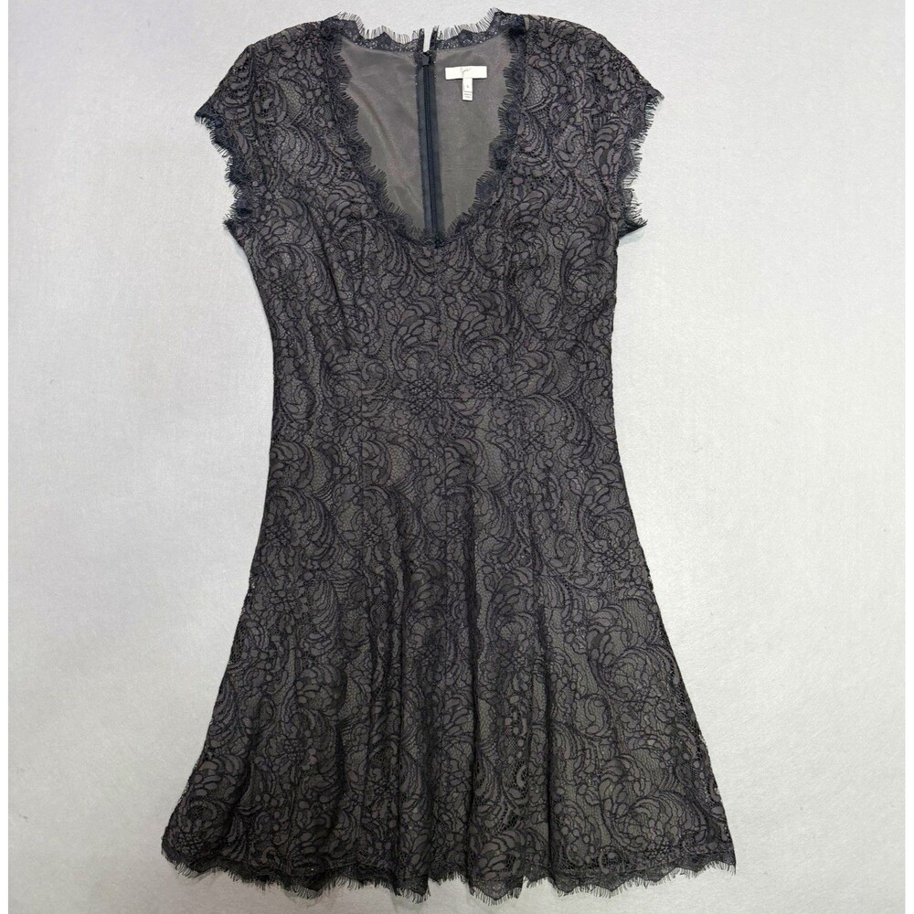 Joie Womens Size 6 Gray Lace Cap Sleeve Fit Flare Cocktail Dress